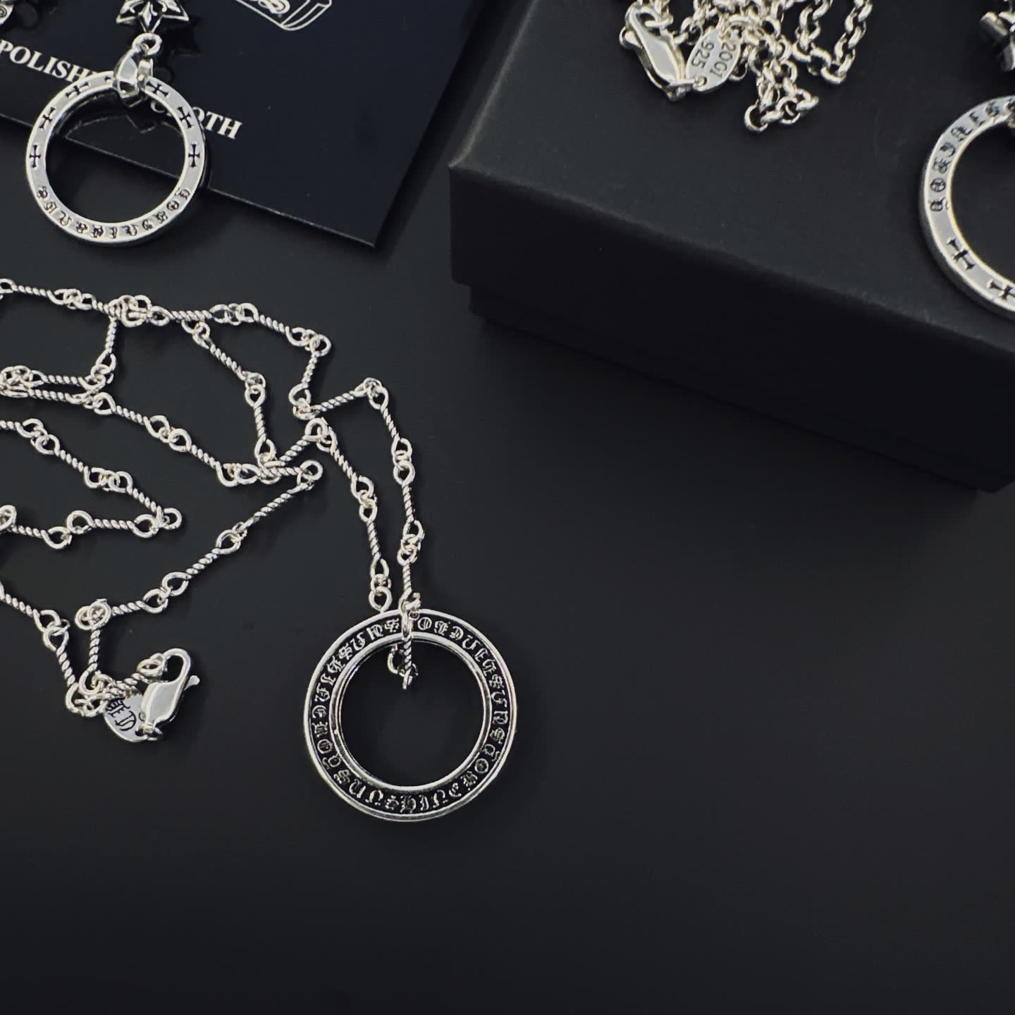 Chrome Hearts One Arts Sterling Silver Circle Pendant Necklace